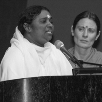 Amma speaking at the UN