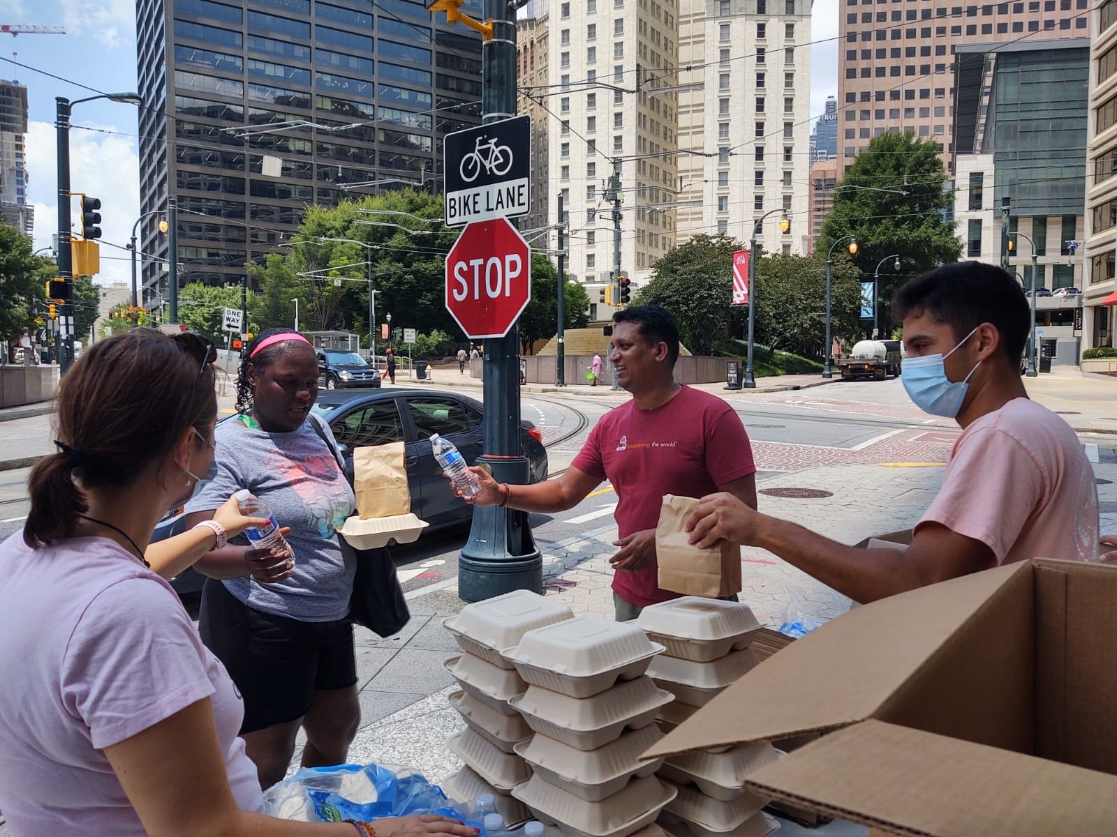 Serving meals to the homeless in downtown Atlanta