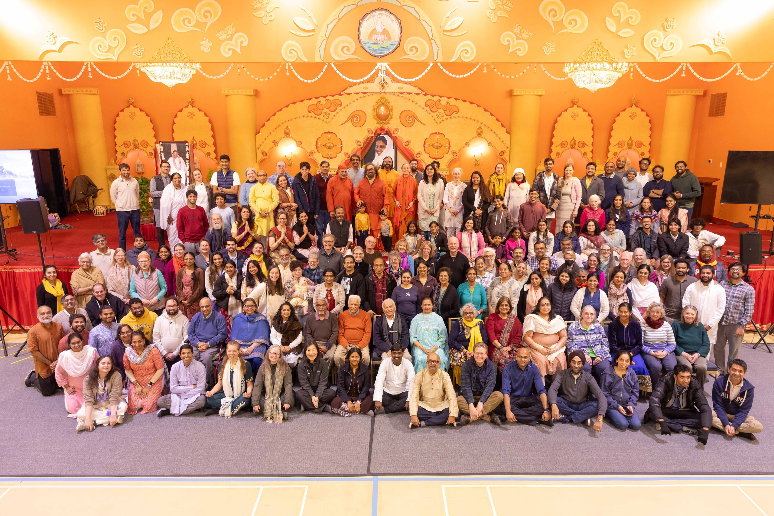 The community gathered with Swamiji at a retreat at MA Center Chicago