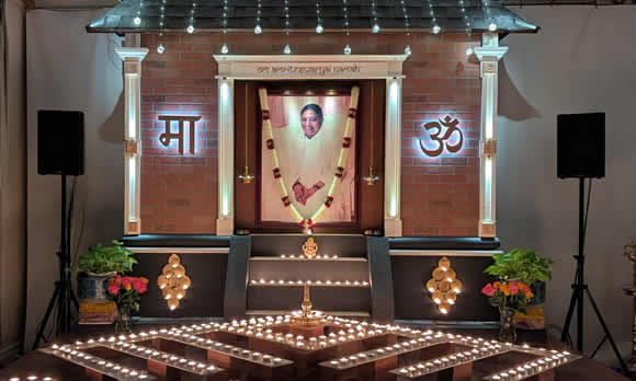 The altar at M.A. Center DC on Karthika Deepam