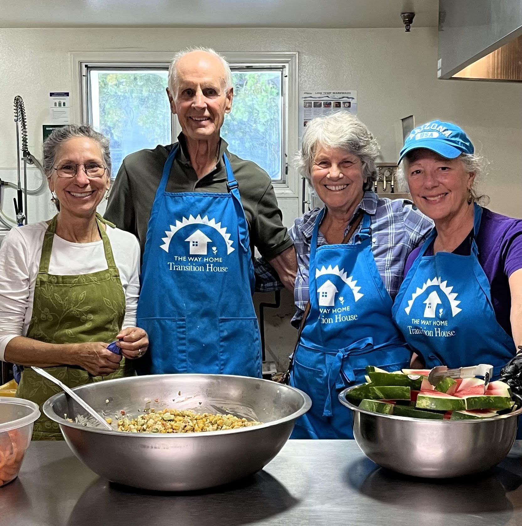 Santa Barbara satsang volunteers cooking for Transition House