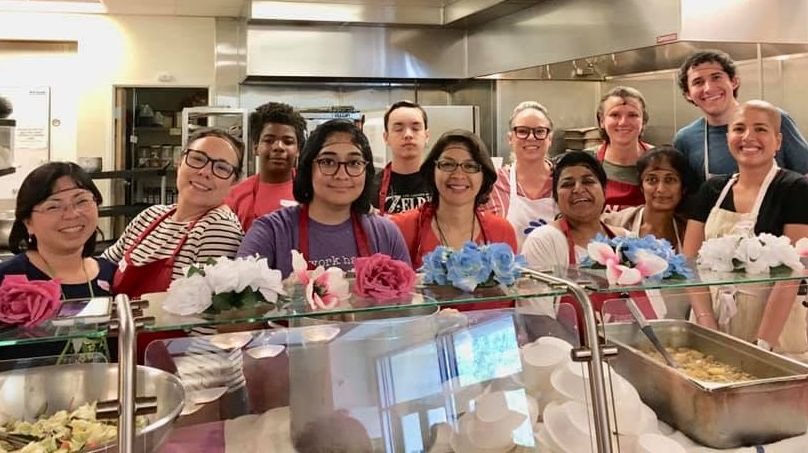 Mother's Kitchen volunteers in the kitchen