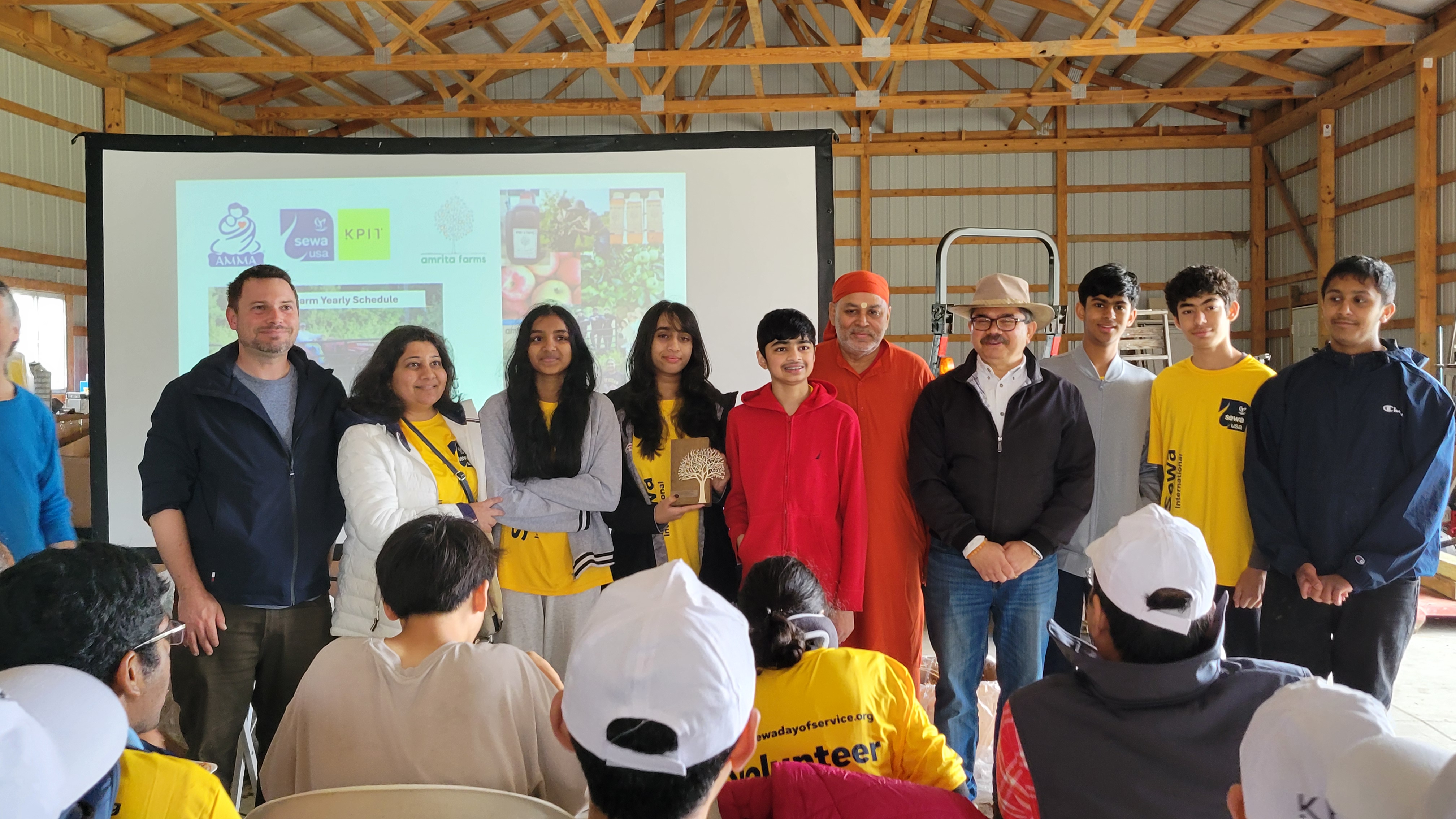 Earth Day volunteers at Amrita Farms