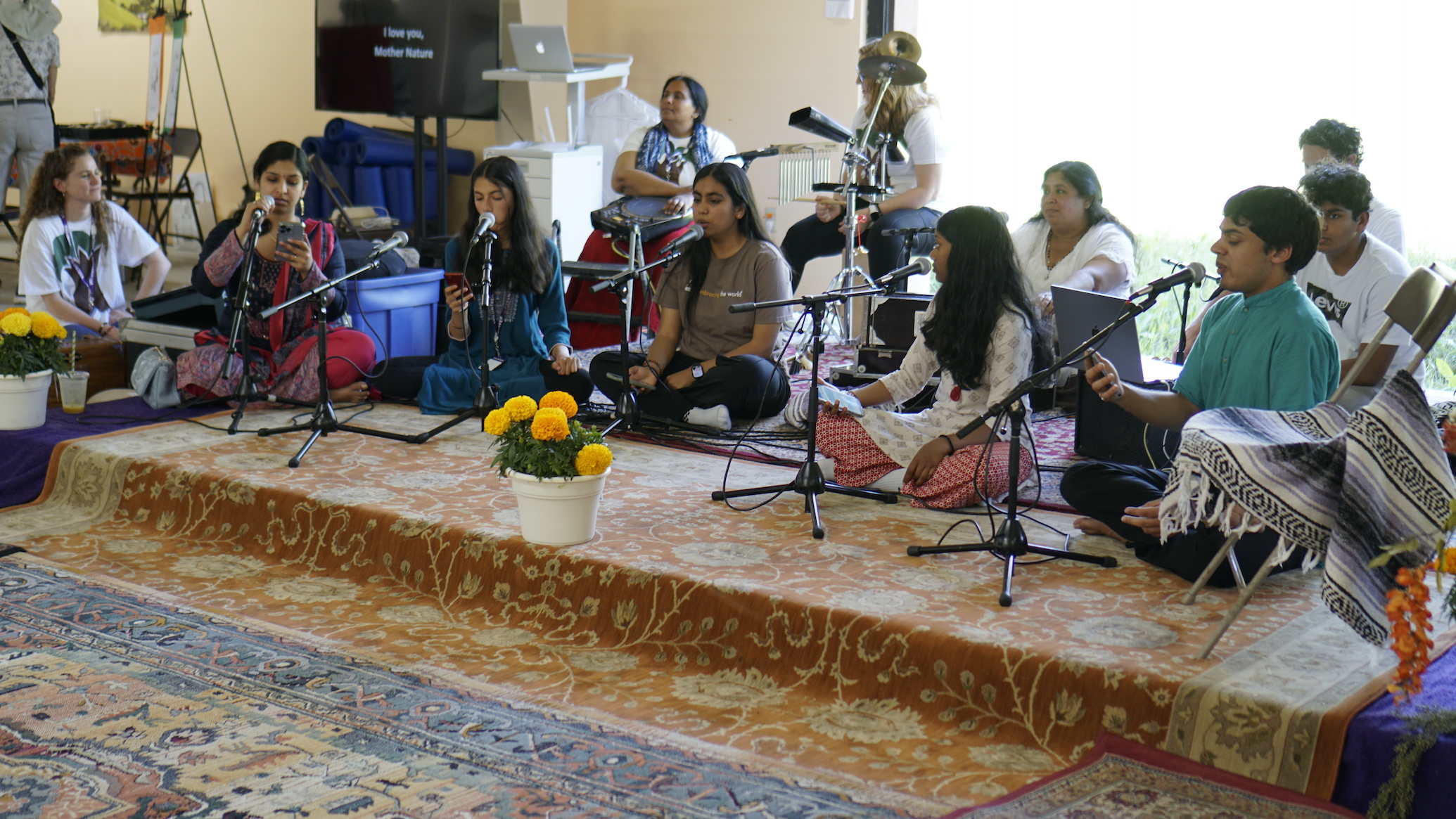 Youth singing kirtan at MA Center