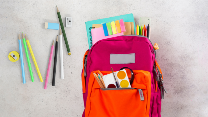 backpack and school supplies