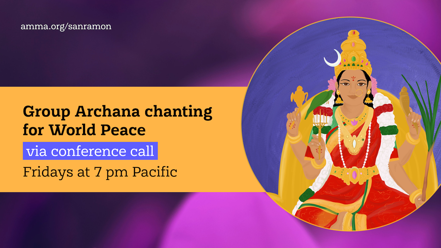 Group Archana chanting for World Peace via conference call — Fridays at 7 PM Pacific