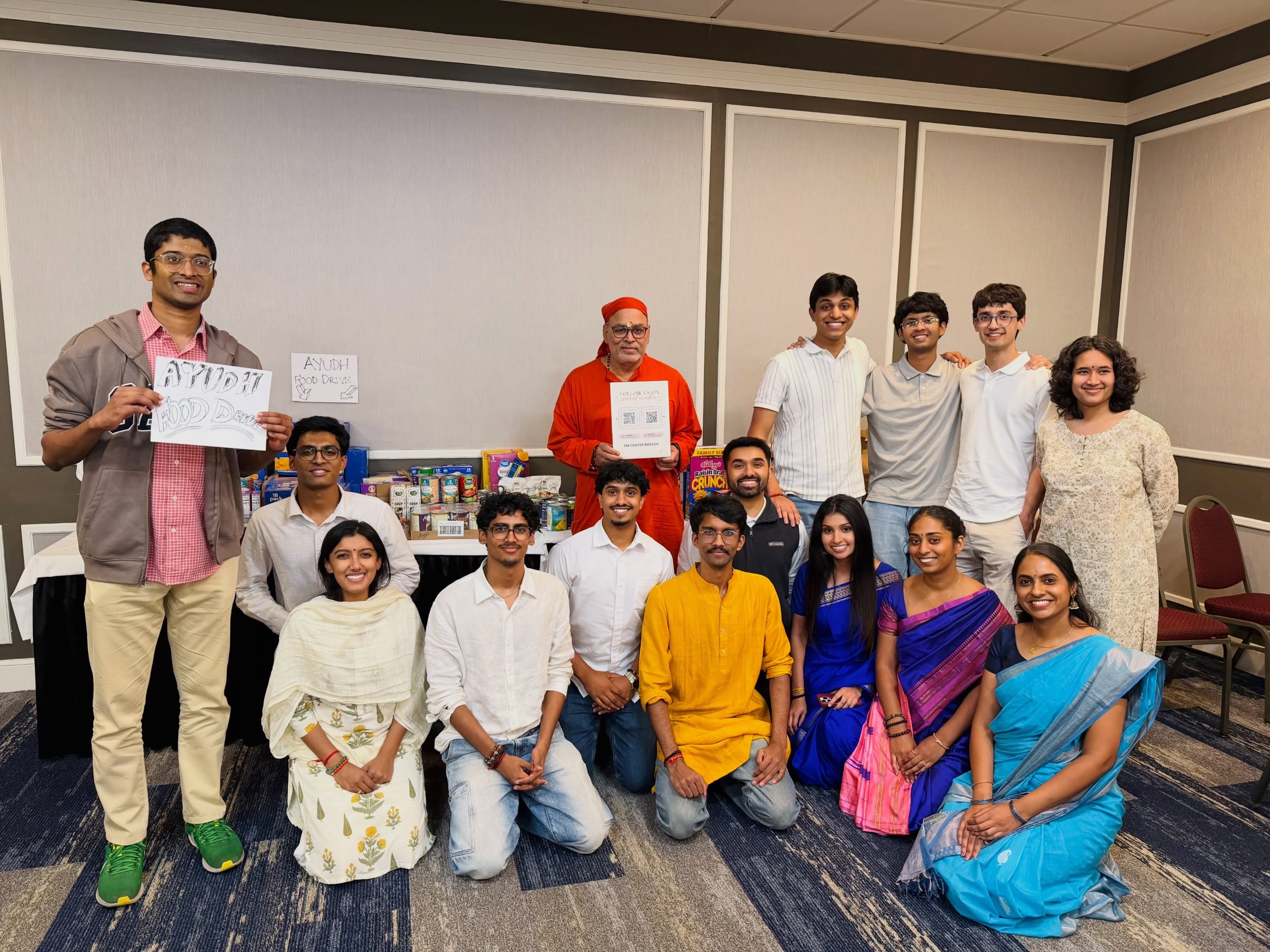 AYUDH New England members gathered together for Amma’s birthday food drive
