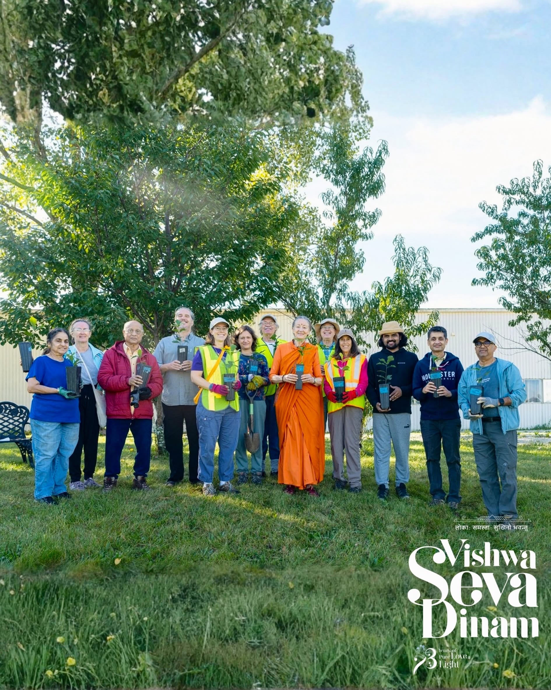 MA Center Chicago volunteers of all ages standing together after planting native oak trees