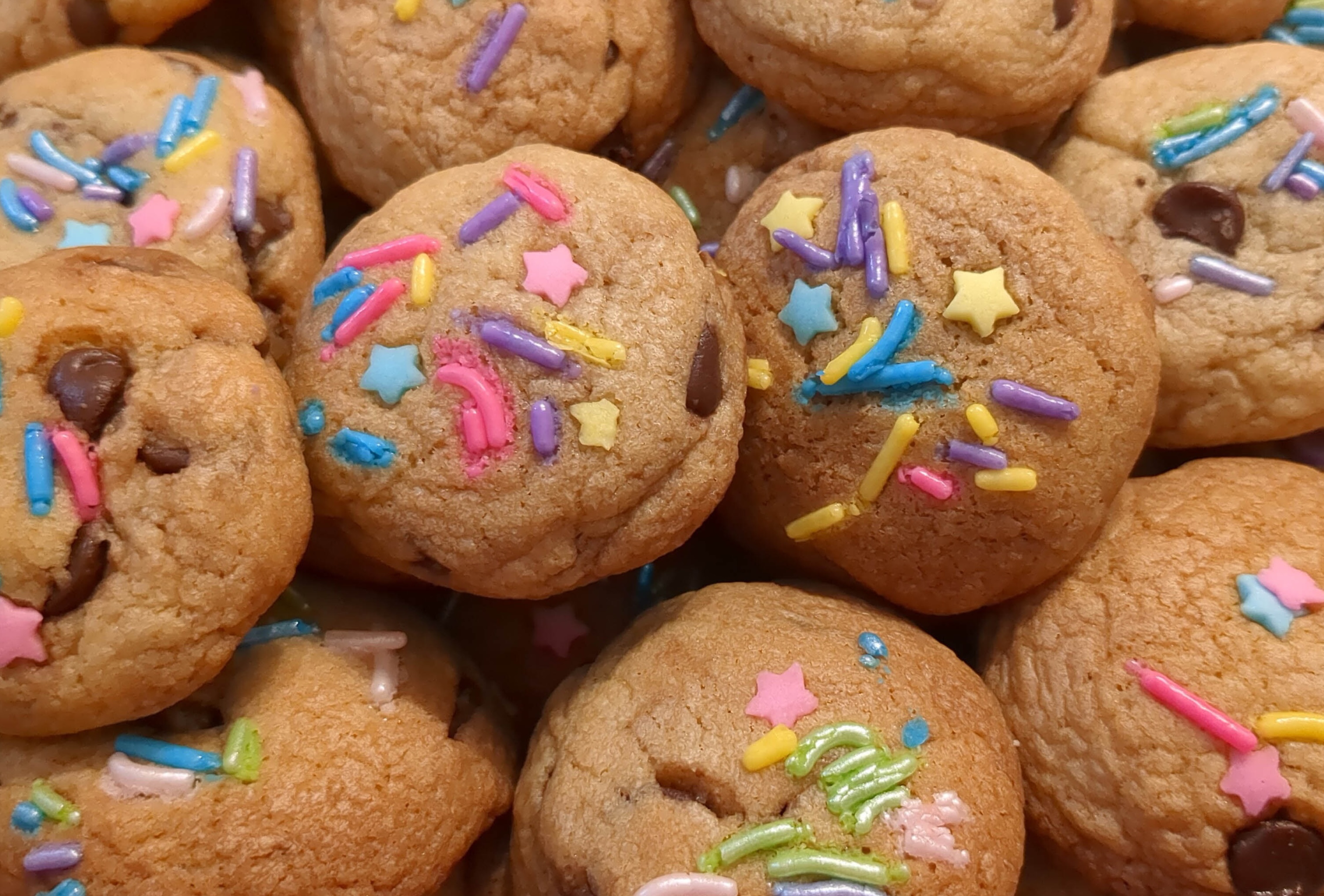 Chocolate chip cookies with sprinkles