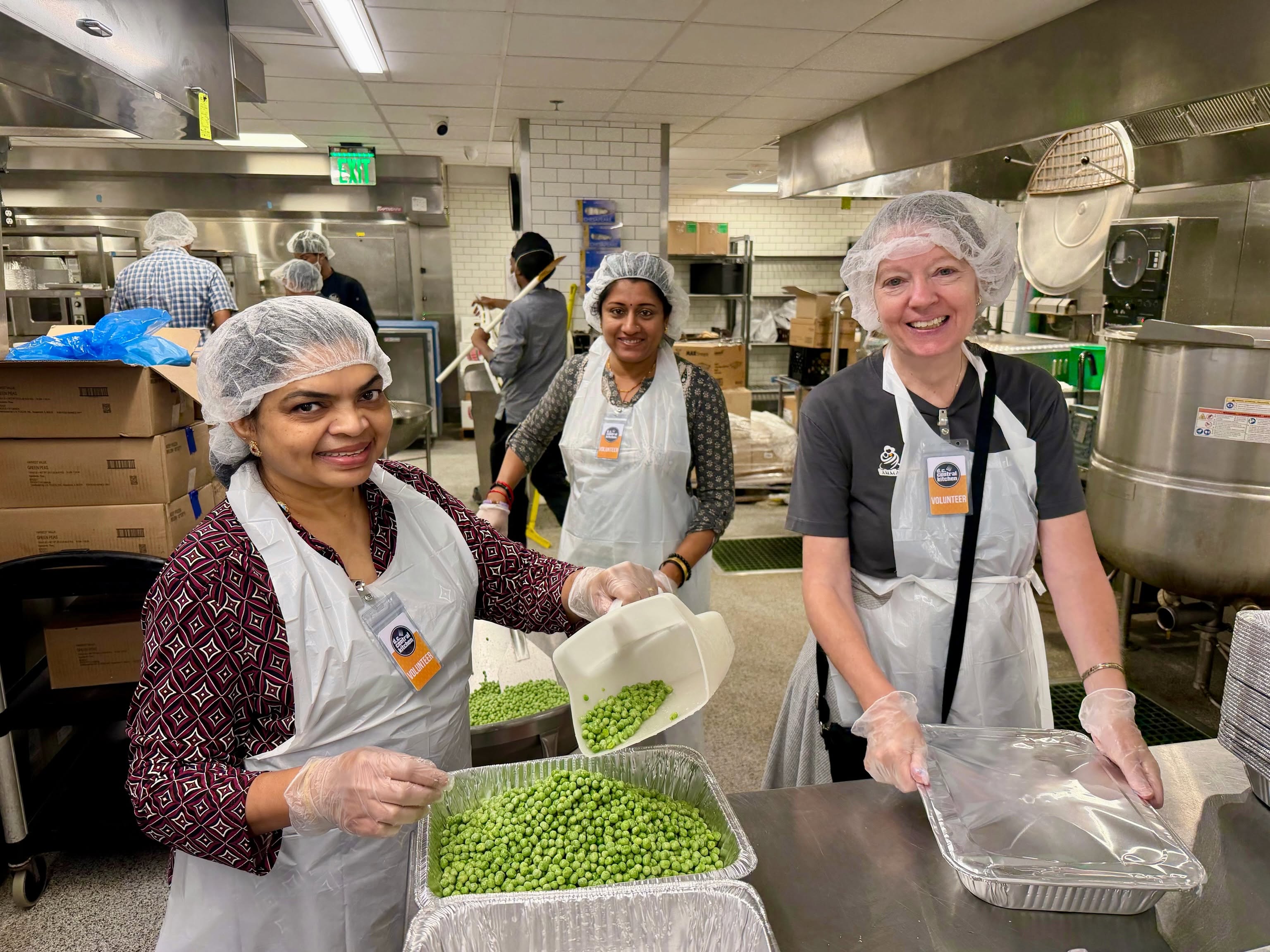 Meal prep by volunteers at DC Central Kitchen
