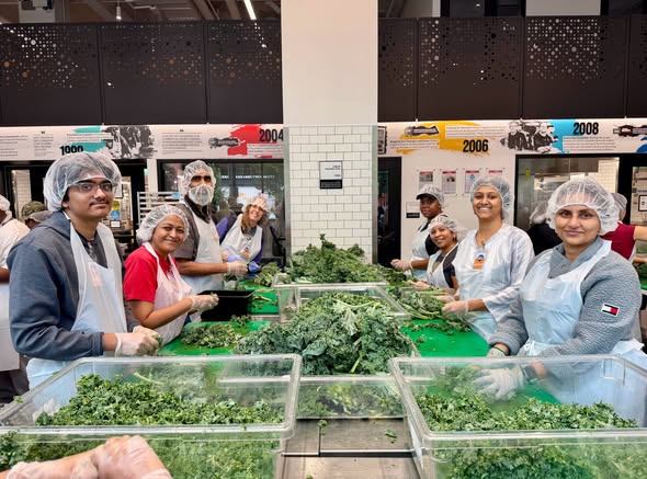 Meal prep at DC Central Kitchen on Viswa Seva Dinam