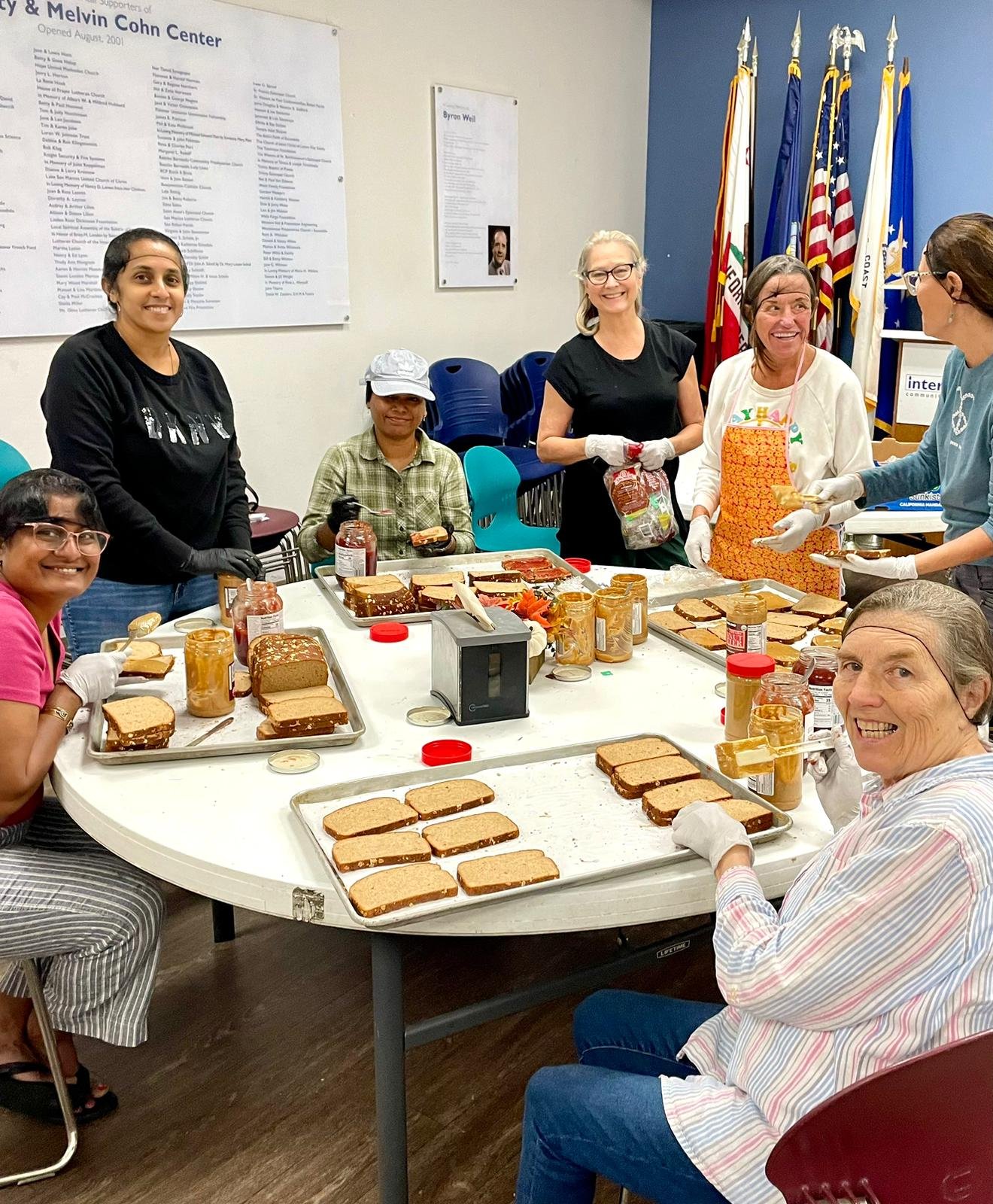Volunteers making sandwiches at Interfaith Community Services