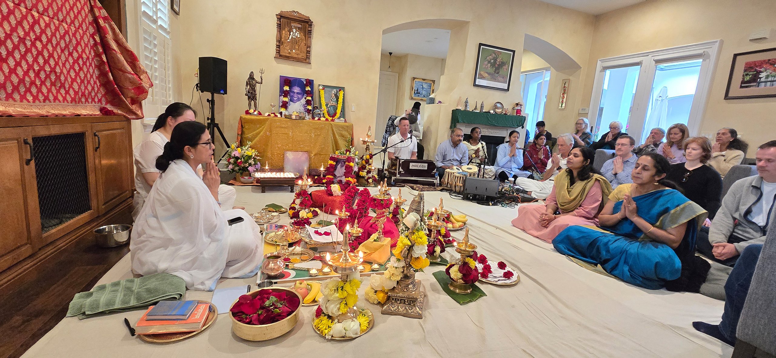 The San Diego satsang gathered for the Sarva Amriteshwari Puja