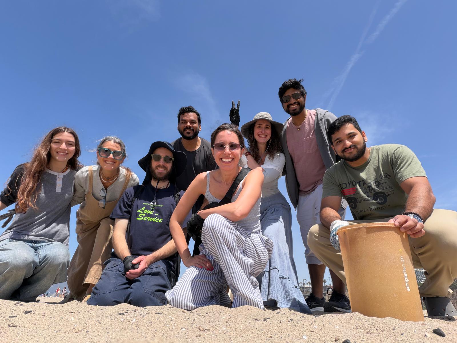 Volunteers collecting litter on Santa Monica Beach