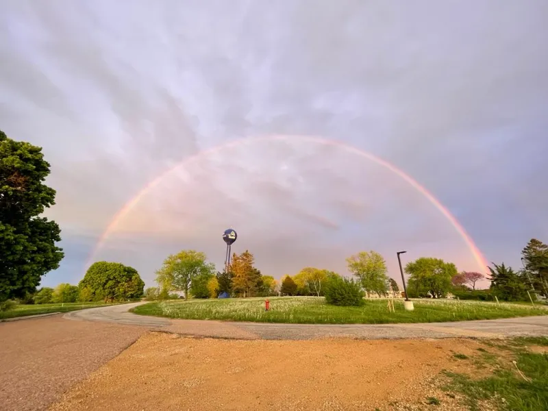 A rainbow over MA Center Chicago on its 10th anniversary