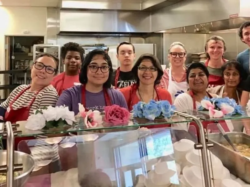 Mother's Kitchen volunteers in the kitchen