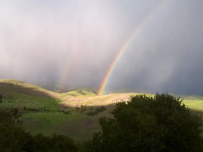 A double rainbow over the hills of MA Center San Ramon