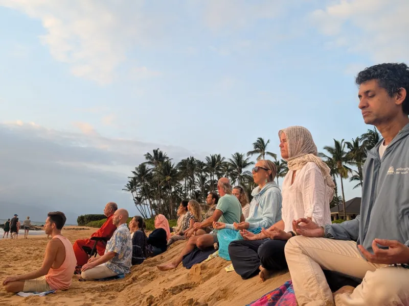 People meditating