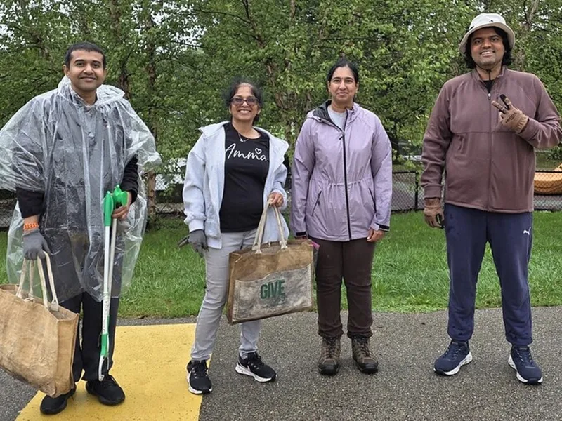 Amma Center Michigan volunteers at the September 2026 litter clean-up