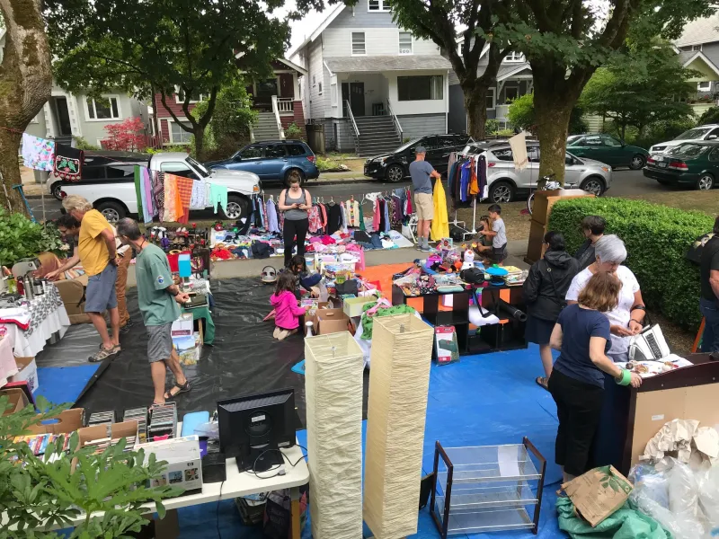 Shoppers and volunteers at the Vancouver satsang's annual garage sale