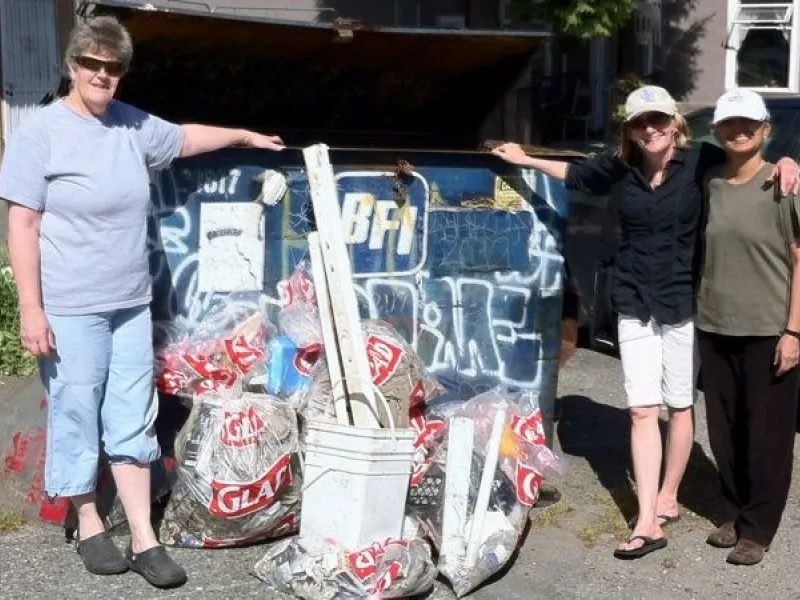 Volunteers with bags of litter collected for Keep Vancouver Spectacular