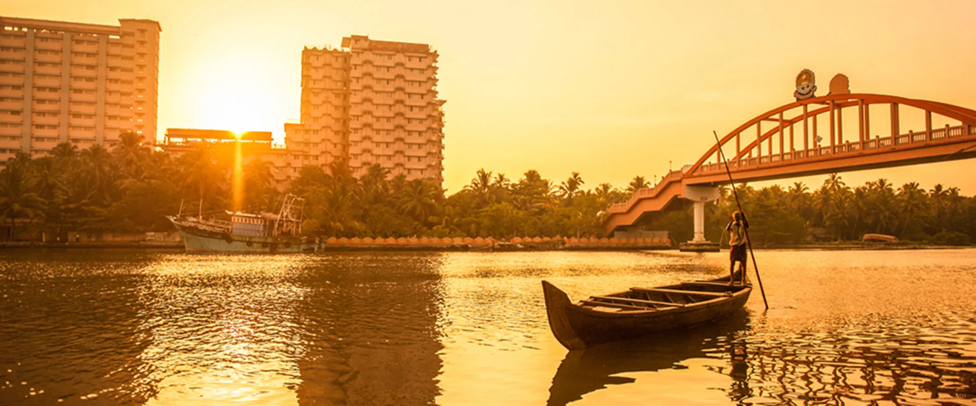 Amritapuri center at sunset
