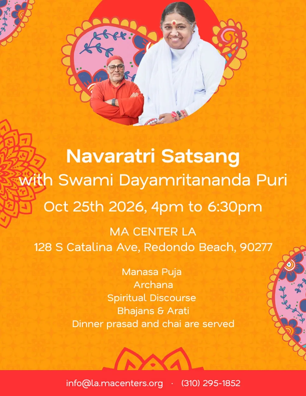 Navaratri Satsang with Swami Dayamritananada Puri October 25th