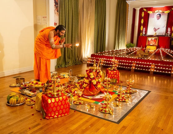 Vijaya Dashami with Br. Ramanandamrita Chaitanya - Oct 16, 6:00 PM Br. Ramanandamrita Chaitanya performing a puja