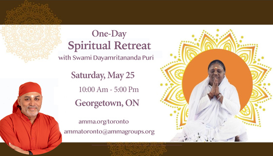 REGISTRATION OPEN One-Day Spiritual Retreat with Swami Dayamritananda - Sat May 25, 10 AM - 5:00 PM