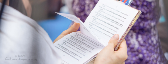 Person reading their archana book