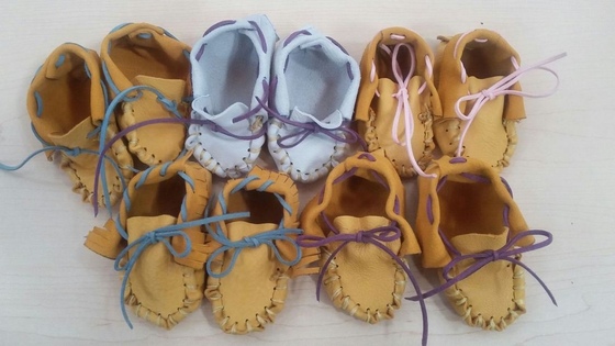 Moccasin-Making Workshop - Sat May 5, 10 AM Pairs of leather baby moccasins