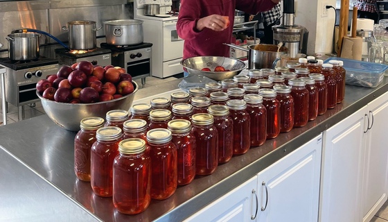 Jars of apple juice