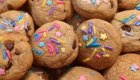 Chocolate chip cookies with sprinkles