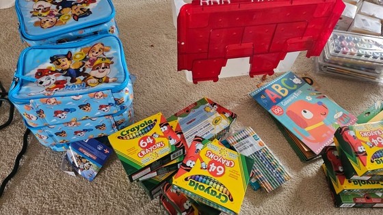 Donated school supplies