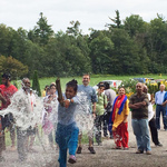 Girl playing uriyadi (smash the pot)