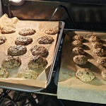Cookies baking in oven