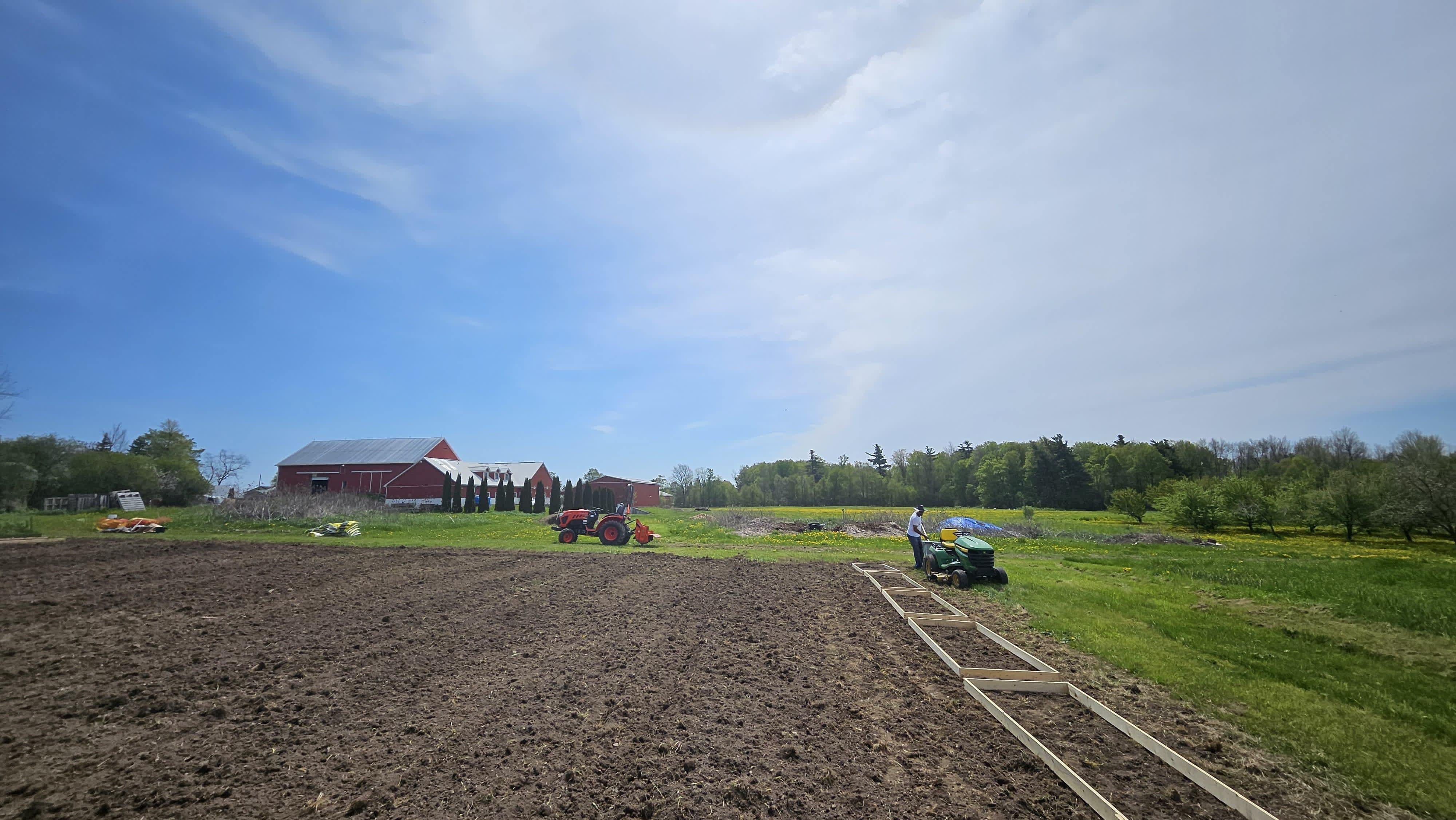 Amma Canada Farms veggie garden and barn - May 2026