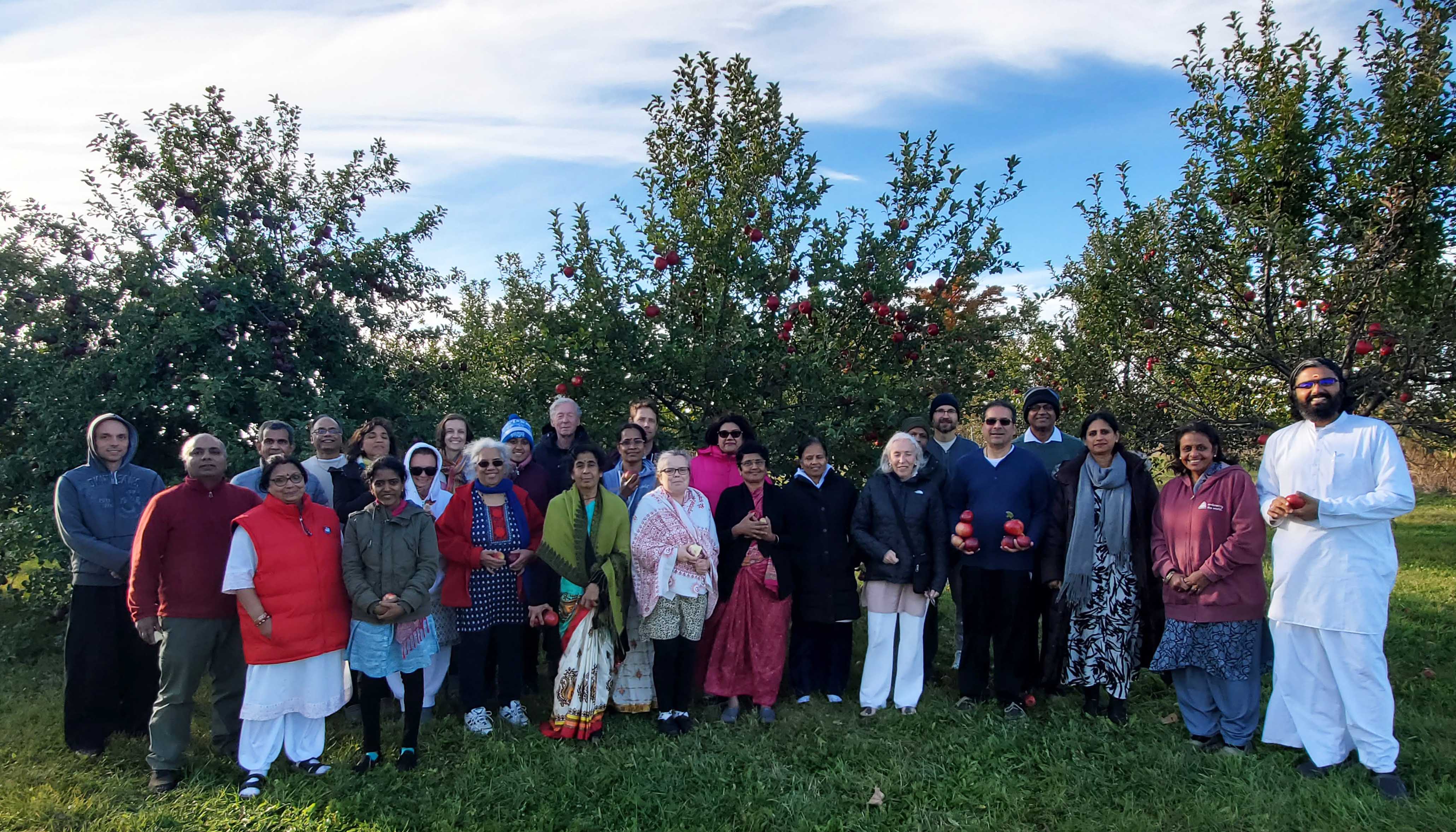 Group photo in orchard