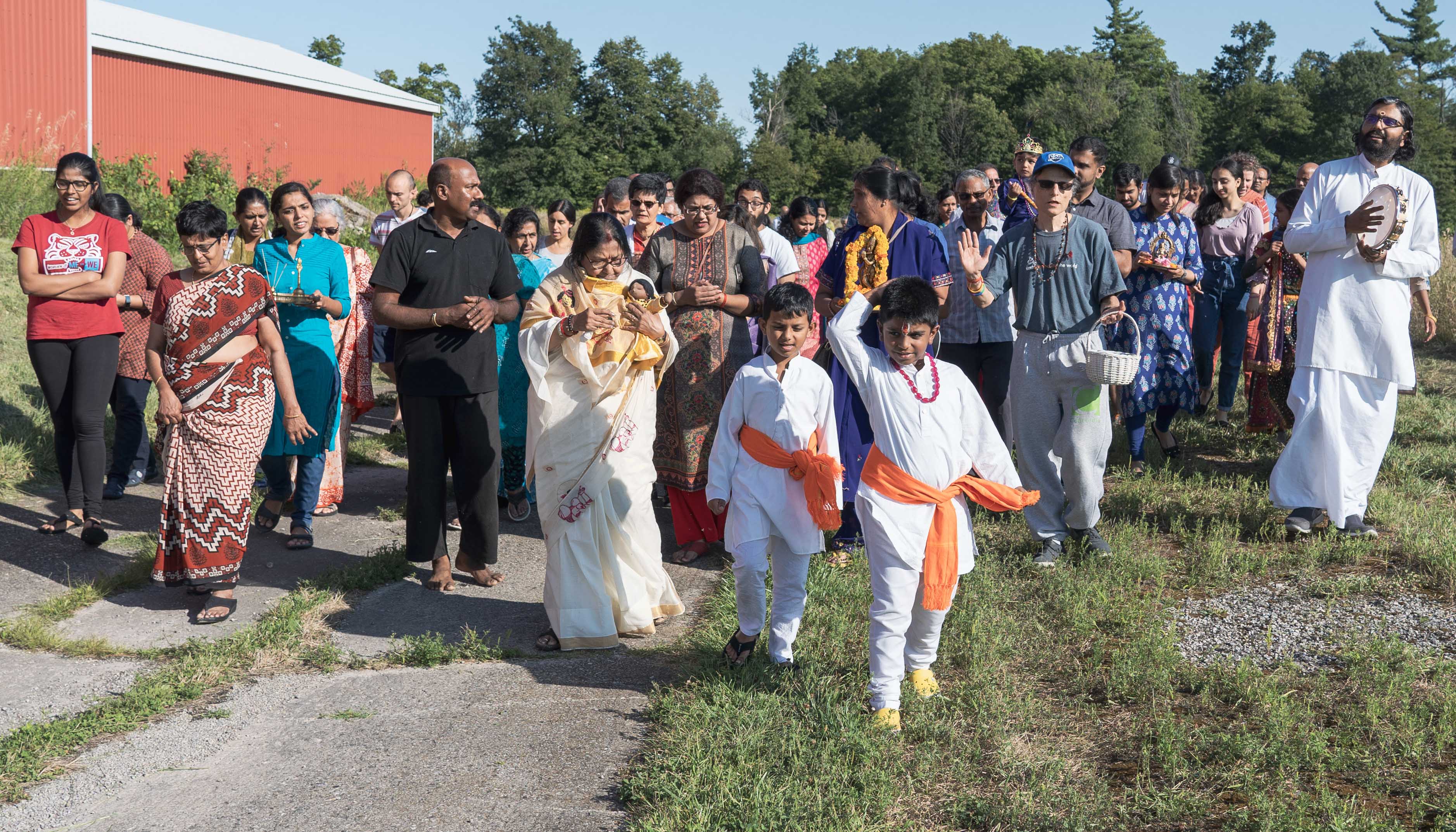 Br. Ramanand before the beautiful Krishna Jayanthi altar