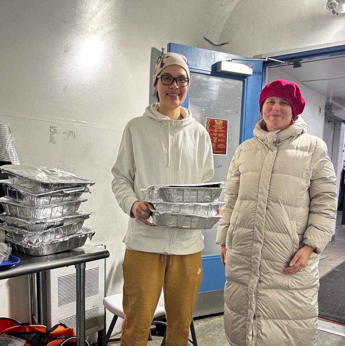 Amma Canada volunteer delivering cookies to St Felix staff