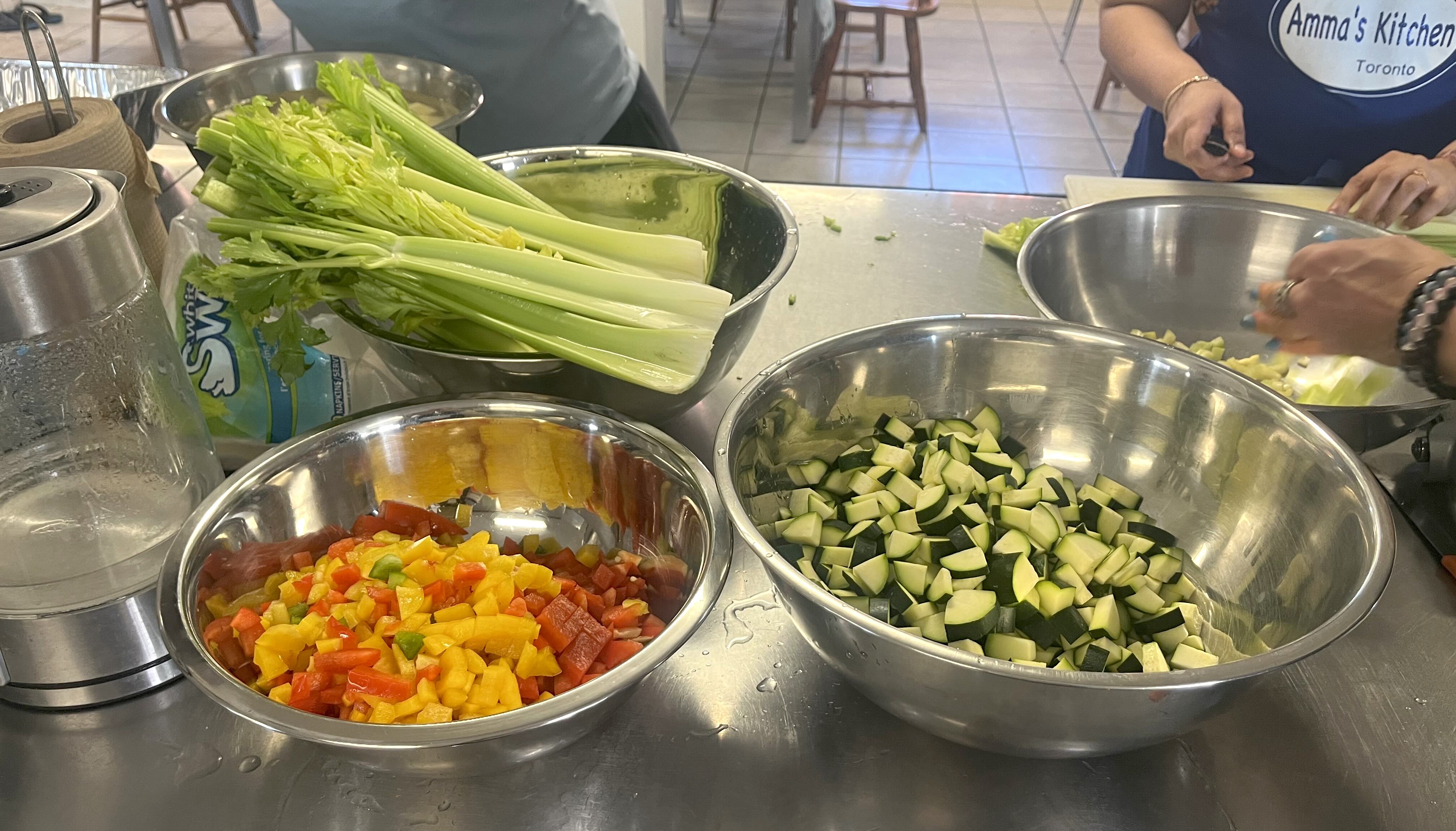 Veggies getting chopped for chilli