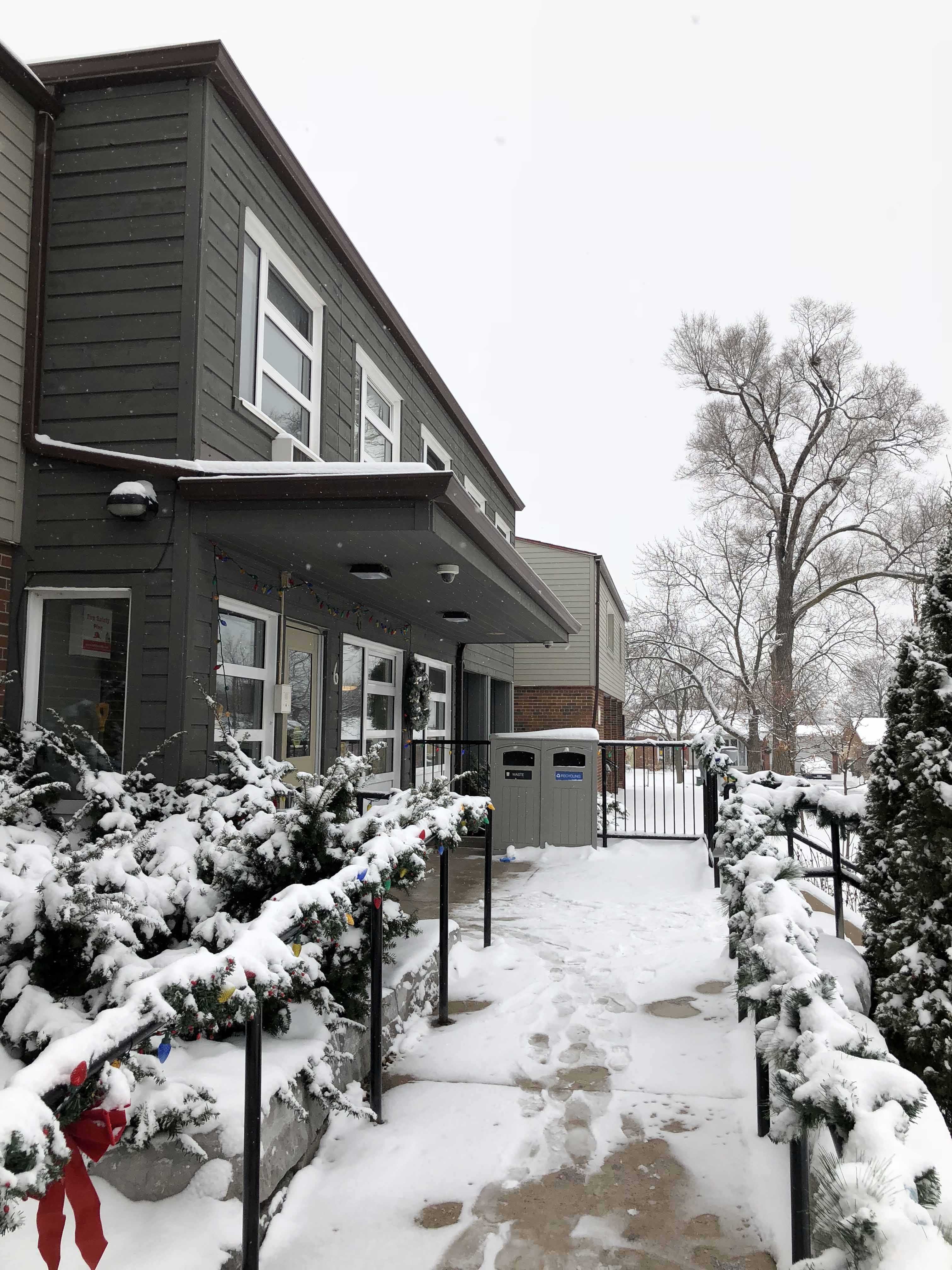 Wintery outdoor view of Youth Without Shelter